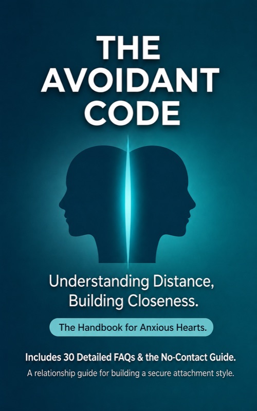 Book cover: The Avoidant Code: Understanding Distance, Building Closeness. The Handbook for Anxious Hearts.